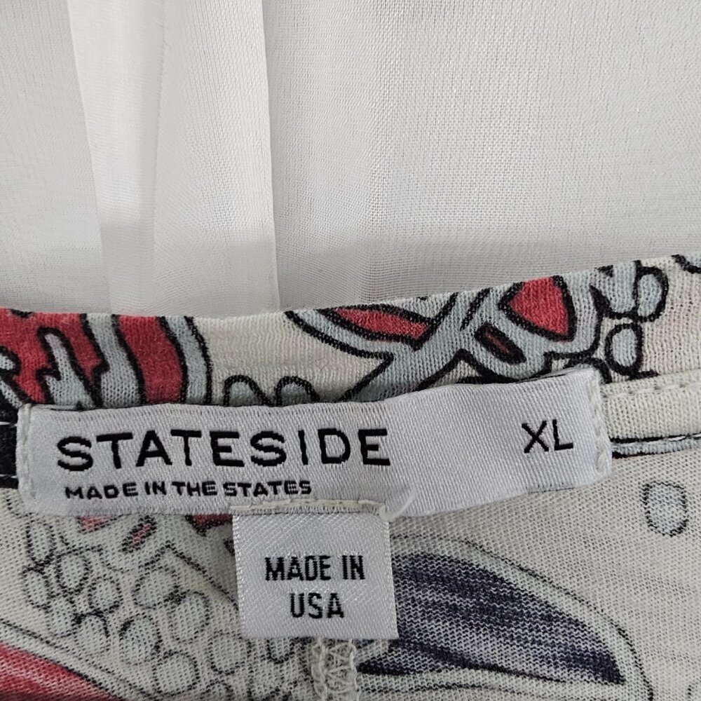 Stateside Blue Red Long Sleeve Tee Shirt Floral Artsy Boho XL - Picture 8 of 10